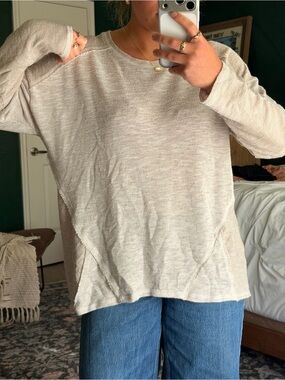 Faded Glory Cream Scoop Neck Long-Sleeve Knit Top